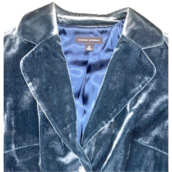 Vintage Banana Republic Turquoise Velour Blazer Size 12 - Picture 4 of 6
